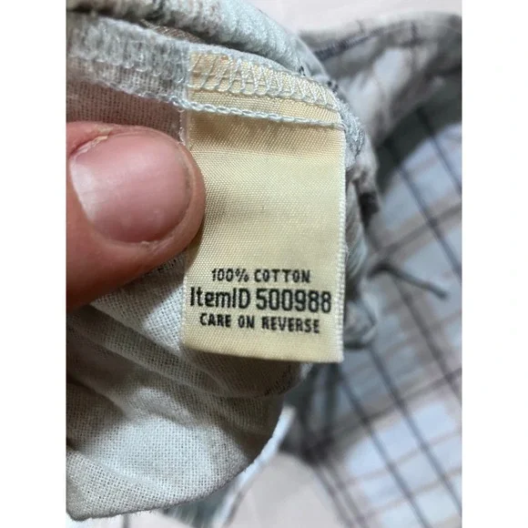 LLBean Long Sleeve Henley Pajama Set Top Pants Light Blue Plaid Cotton L PET - Picture 10 of 15